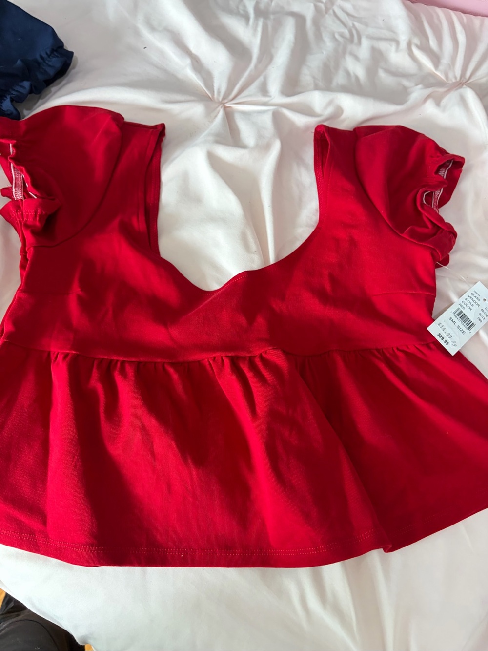 PacSun Red Peplum Crop Top with Flutter Sleeves